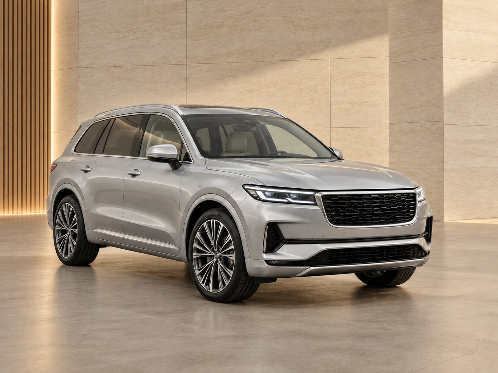 Vehicle in Warm contemporary showroom